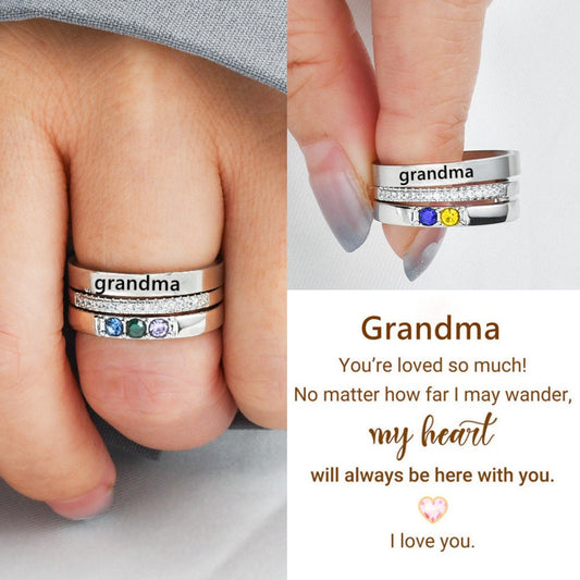 Grandma Birthstone Ring Stack