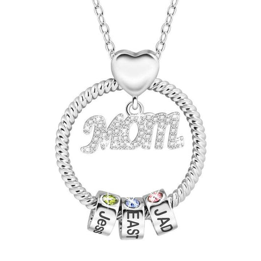 Custom Mom Necklace With Name Beads